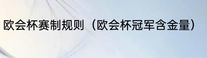 欧会杯赛制规则（欧会杯冠军含金量）