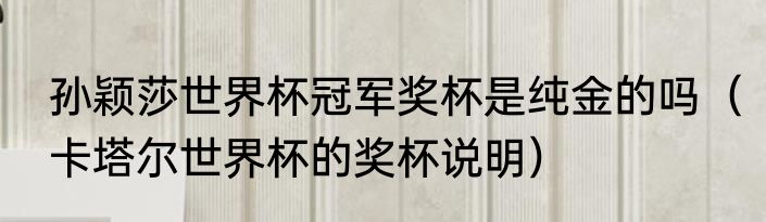 孙颖莎世界杯冠军奖杯是纯金的吗（卡塔尔世界杯的奖杯说明）