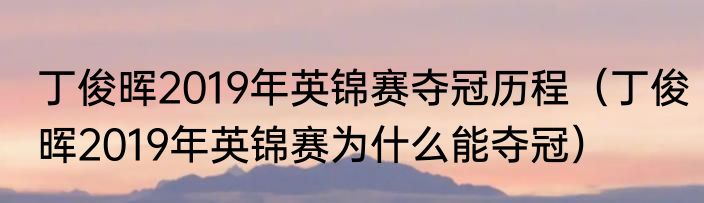 丁俊晖2019年英锦赛夺冠历程（丁俊晖2019年英锦赛为什么能夺冠）