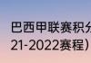 巴西甲联赛积分榜2021（巴甲联赛2021-2022赛程）