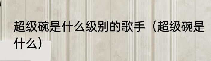 超级碗是什么级别的歌手（超级碗是什么）
