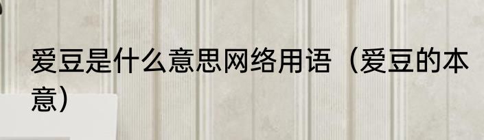 爱豆是什么意思网络用语（爱豆的本意）