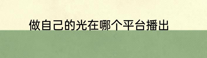 做自己的光在哪个平台播出