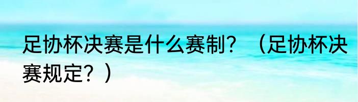 足协杯决赛是什么赛制？（足协杯决赛规定？）