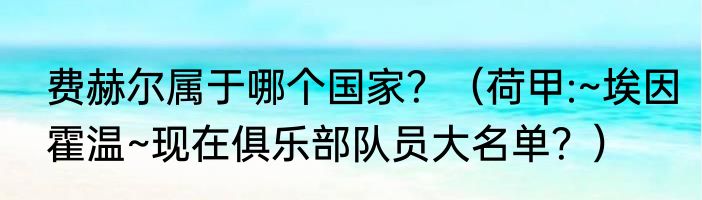 费赫尔属于哪个国家？（荷甲:~埃因霍温~现在俱乐部队员大名单？）