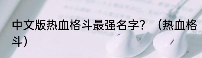 中文版热血格斗最强名字？（热血格斗）