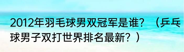 2012年羽毛球男双冠军是谁？（乒乓球男子双打世界排名最新？）