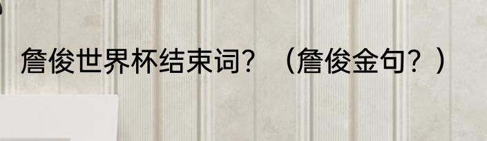 詹俊世界杯结束词？（詹俊金句？）