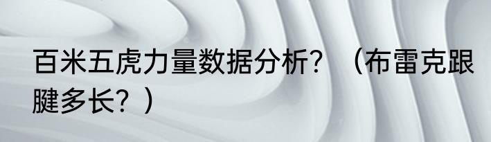 百米五虎力量数据分析？（布雷克跟腱多长？）