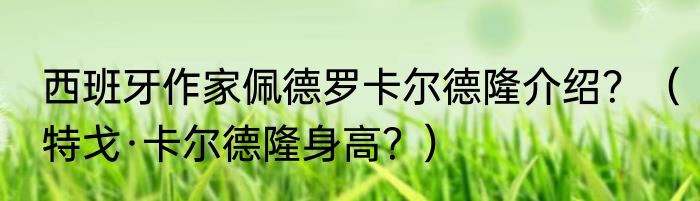 西班牙作家佩德罗卡尔德隆介绍？（特戈·卡尔德隆身高？）
