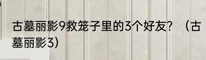 古墓丽影9救笼子里的3个好友？（古墓丽影3）