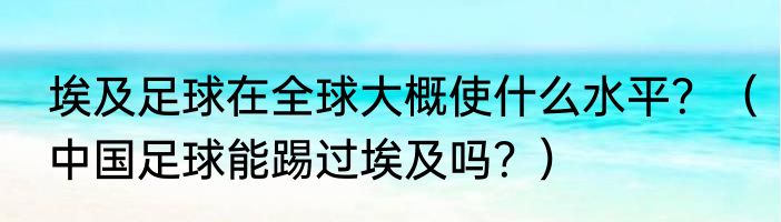 埃及足球在全球大概使什么水平？（中国足球能踢过埃及吗？）