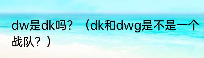 dw是dk吗？（dk和dwg是不是一个战队？）