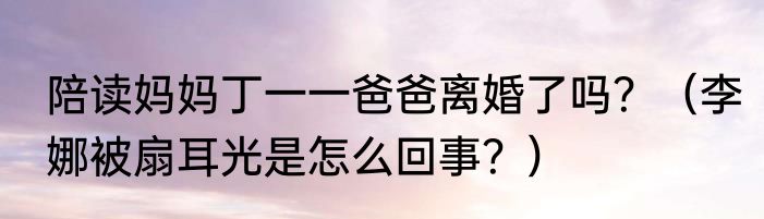 陪读妈妈丁一一爸爸离婚了吗？（李娜被扇耳光是怎么回事？）