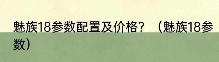 魅族18参数配置及价格？（魅族18参数）