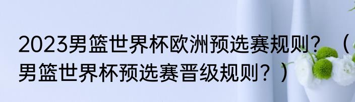2023男篮世界杯欧洲预选赛规则？（男篮世界杯预选赛晋级规则？）