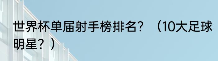 世界杯单届射手榜排名？（10大足球明星？）