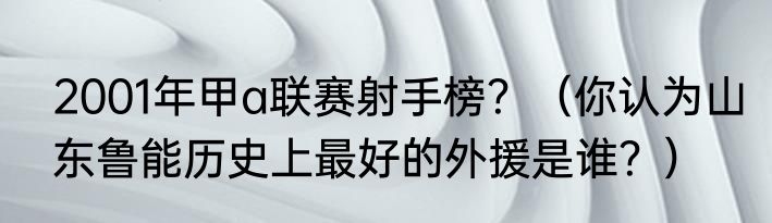 2001年甲a联赛射手榜？（你认为山东鲁能历史上最好的外援是谁？）