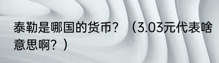 泰勒是哪国的货币？（3.03元代表啥意思啊？）