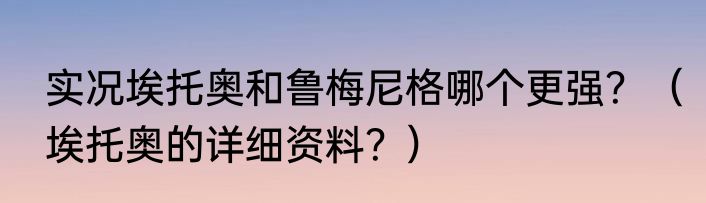 实况埃托奥和鲁梅尼格哪个更强？（埃托奥的详细资料？）