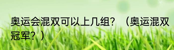 奥运会混双可以上几组？（奥运混双冠军？）