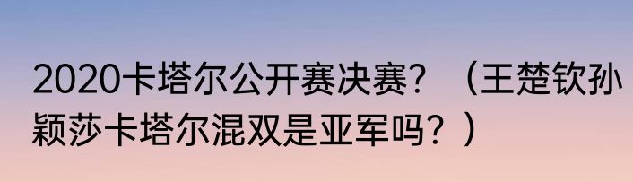 2020卡塔尔公开赛决赛？（王楚钦孙颖莎卡塔尔混双是亚军吗？）