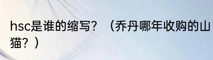 hsc是谁的缩写？（乔丹哪年收购的山猫？）