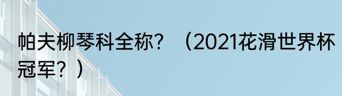 帕夫柳琴科全称？（2021花滑世界杯冠军？）