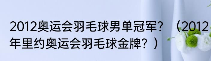 2012奥运会羽毛球男单冠军？（2012年里约奥运会羽毛球金牌？）