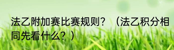 法乙附加赛比赛规则？（法乙积分相同先看什么？）