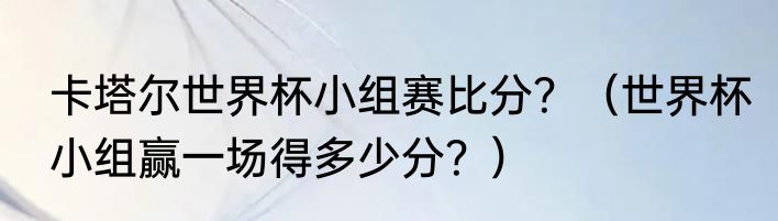 卡塔尔世界杯小组赛比分？（世界杯小组赢一场得多少分？）