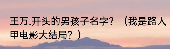 王万.开头的男孩子名字？（我是路人甲电影大结局？）