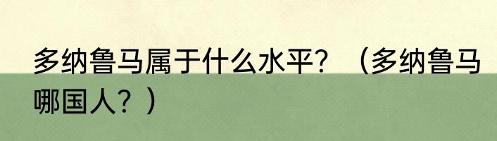多纳鲁马属于什么水平？（多纳鲁马哪国人？）