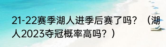 21-22赛季湖人进季后赛了吗？（湖人2023夺冠概率高吗？）