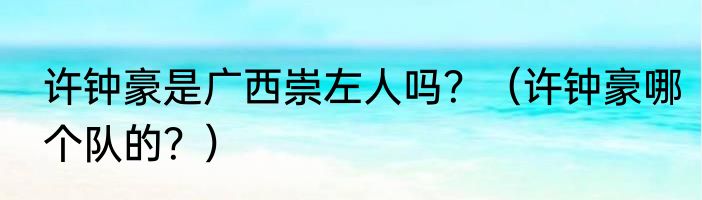 许钟豪是广西崇左人吗？（许钟豪哪个队的？）