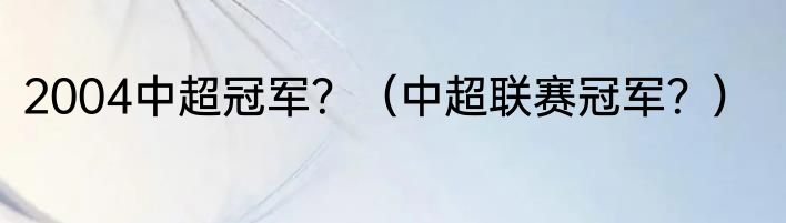 2004中超冠军？（中超联赛冠军？）