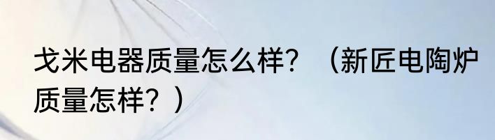 戈米电器质量怎么样？（新匠电陶炉质量怎样？）