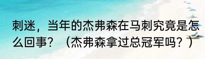 刺迷，当年的杰弗森在马刺究竟是怎么回事？（杰弗森拿过总冠军吗？）