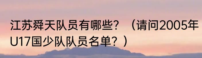 江苏舜天队员有哪些？（请问2005年U17国少队队员名单？）