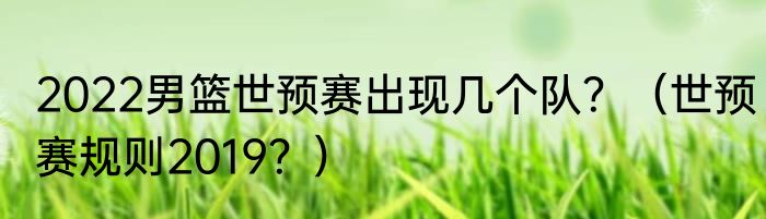 2022男篮世预赛出现几个队？（世预赛规则2019？）