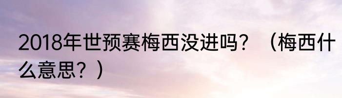 2018年世预赛梅西没进吗？（梅西什么意思？）