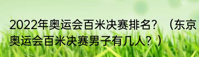 2022年奥运会百米决赛排名？（东京奥运会百米决赛男子有几人？）