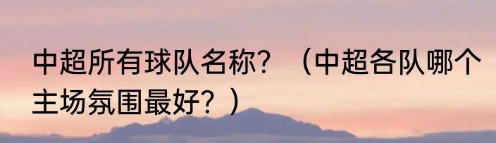 中超所有球队名称？（中超各队哪个主场氛围最好？）