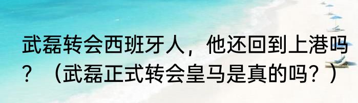 武磊转会西班牙人，他还回到上港吗？（武磊正式转会皇马是真的吗？）