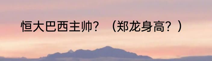 恒大巴西主帅？（郑龙身高？）