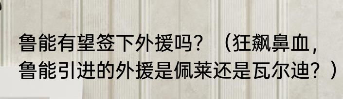 鲁能有望签下外援吗？（狂飙鼻血，鲁能引进的外援是佩莱还是瓦尔迪？）