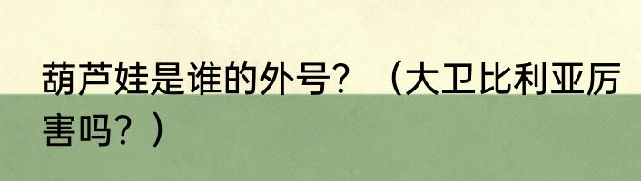 葫芦娃是谁的外号？（大卫比利亚厉害吗？）