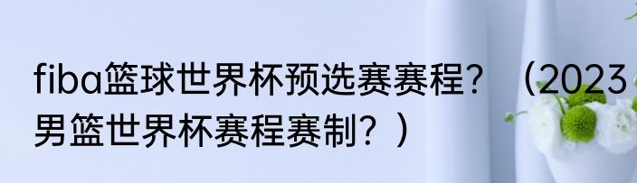 fiba篮球世界杯预选赛赛程？（2023男篮世界杯赛程赛制？）
