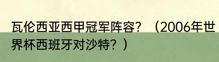 瓦伦西亚西甲冠军阵容？（2006年世界杯西班牙对沙特？）