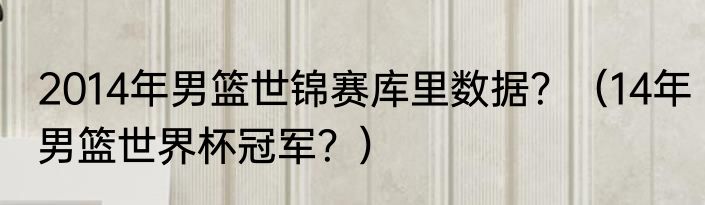2014年男篮世锦赛库里数据？（14年男篮世界杯冠军？）